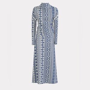 Julia Allert Geometric Blue and White Long Sleeve Top and Skirt